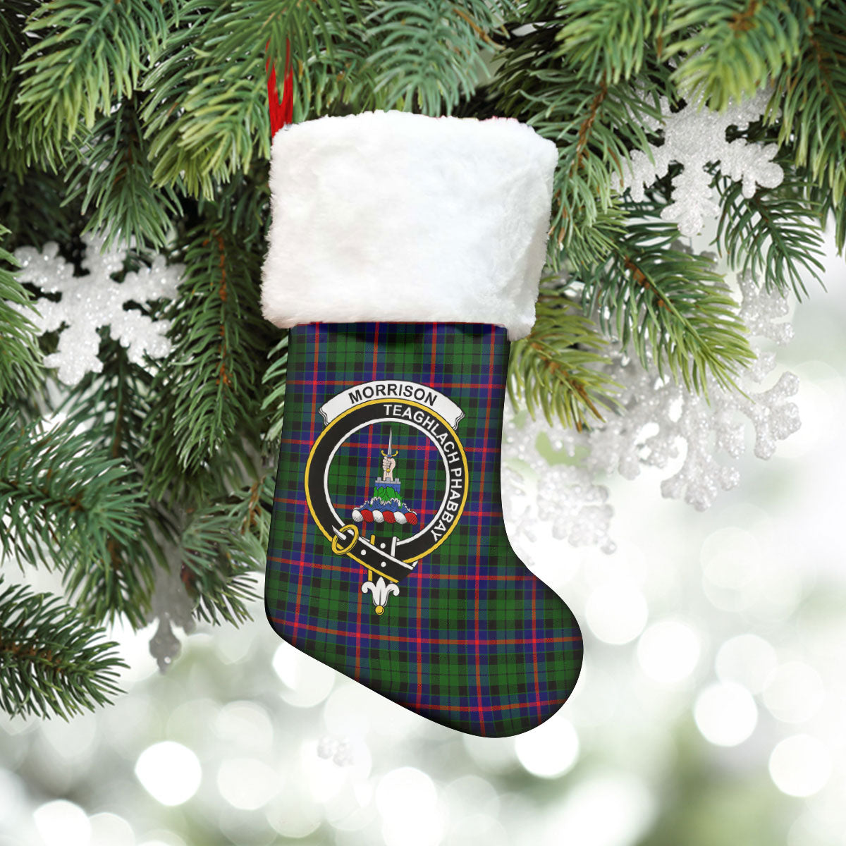 Clan Morrison Modern Tartan Crest Christmas Stocking XA15 Morrison Modern Tartan Tartan Stocking   