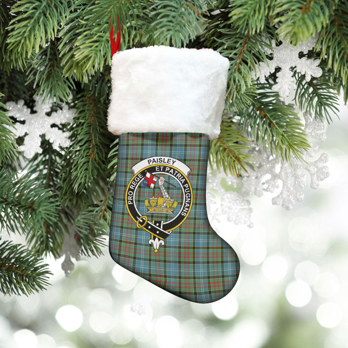 Clan Paisley District Tartan Crest Christmas Stocking ZH53 Paisley District Tartan Tartan Stocking   
