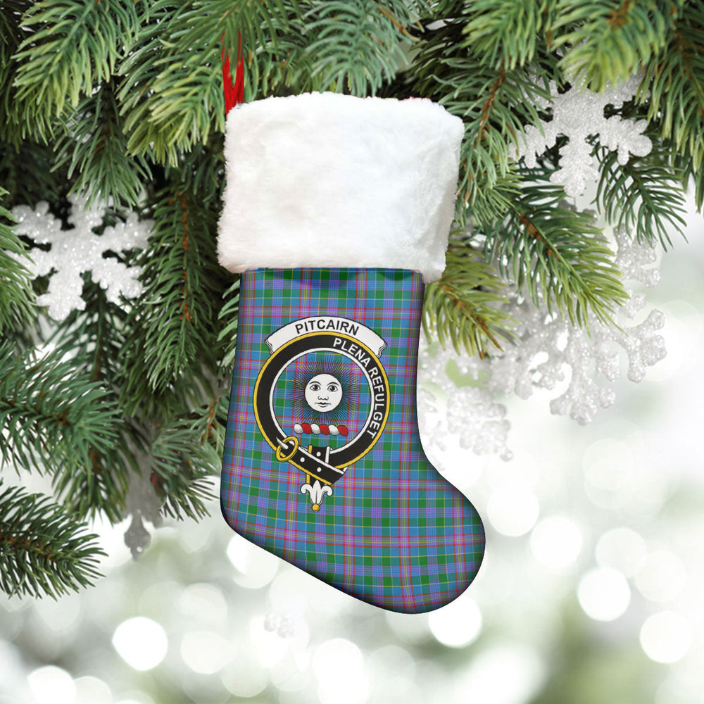 Clan Pitcairn Hunting Tartan Crest Christmas Stocking AT96 Pitcairn Hunting Tartan Tartan Stocking   