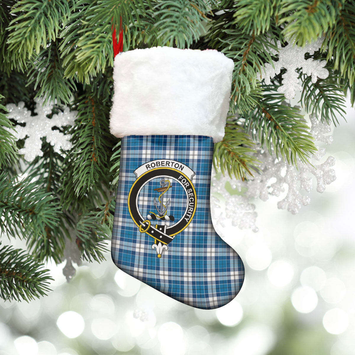 Clan Roberton Tartan Crest Christmas Stocking EW16 Roberton Tartan Tartan Stocking   