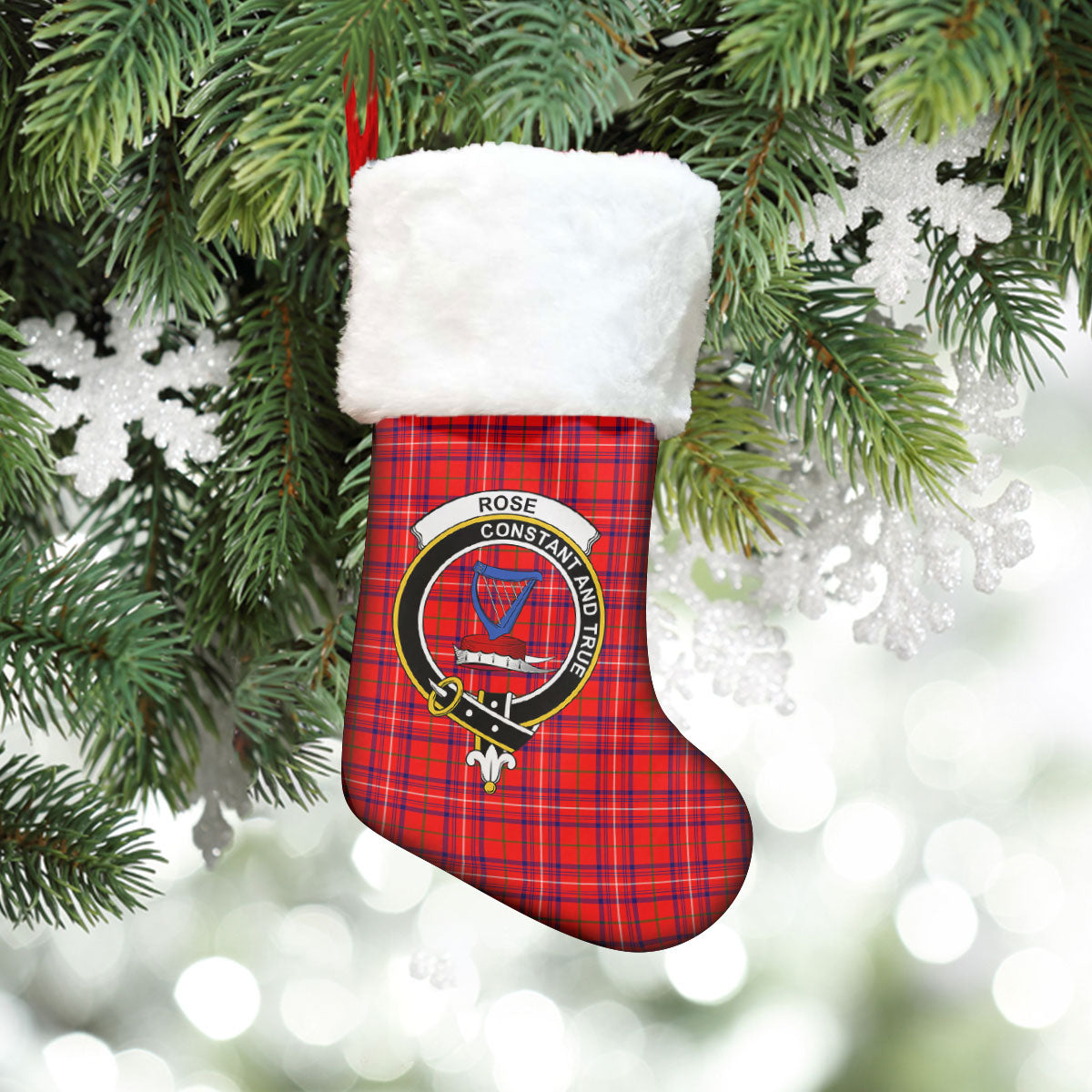 Clan Rose Modern Tartan Crest Christmas Stocking RG54 Rose Modern Tartan Tartan Stocking   