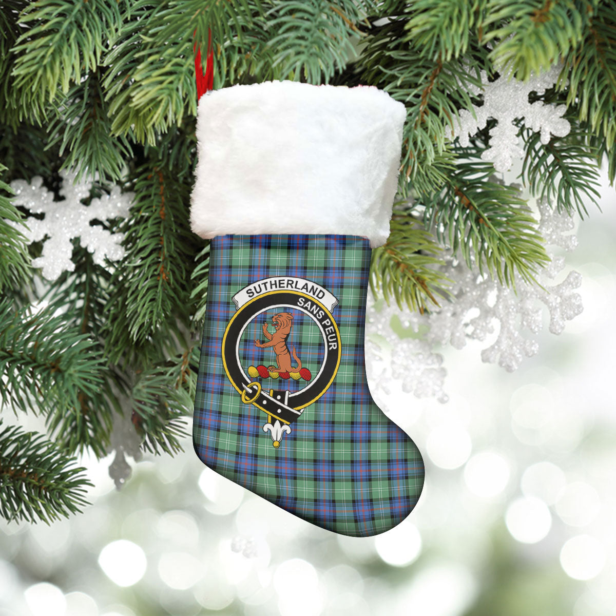 Clan Sutherland Old Ancient Tartan Crest Christmas Stocking HV31 Sutherland Old Ancient Tartan Tartan Stocking   