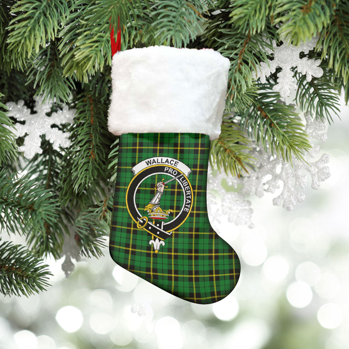 Clan Wallace Hunting Modern Tartan Crest Christmas Stocking FS31 Wallace Hunting Modern Tartan Tartan Stocking   