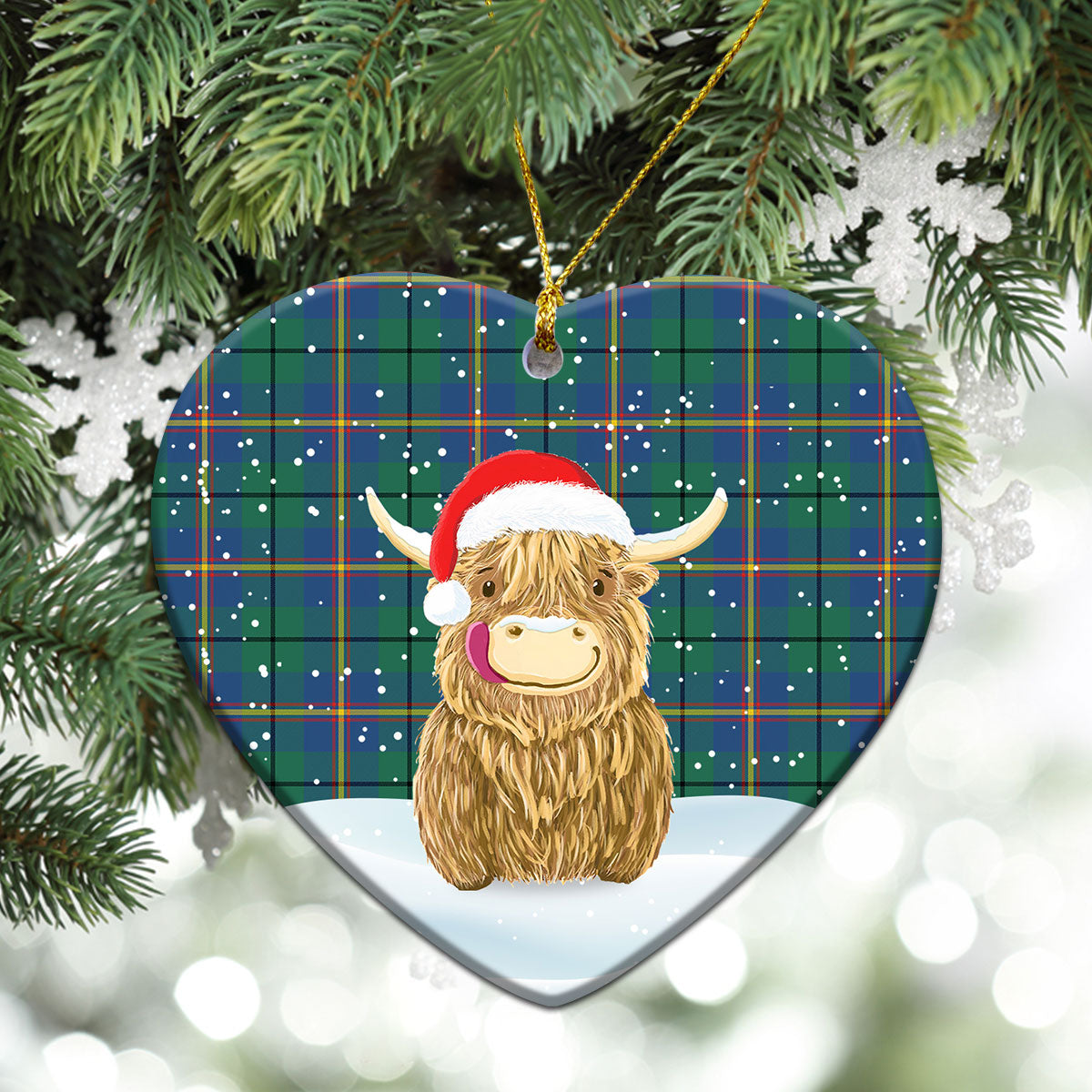 Clan Carmichael Ancient Tartan Christmas Ceramic Ornament Highland Cows Style EW76 Carmichael Ancient Tartan Tartan Ornament   