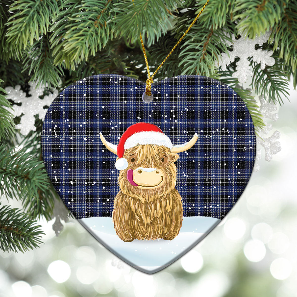 Clan Clark Modern Tartan Christmas Ceramic Ornament Highland Cows Style WS99 Clark Modern Tartan Tartan Ornament   