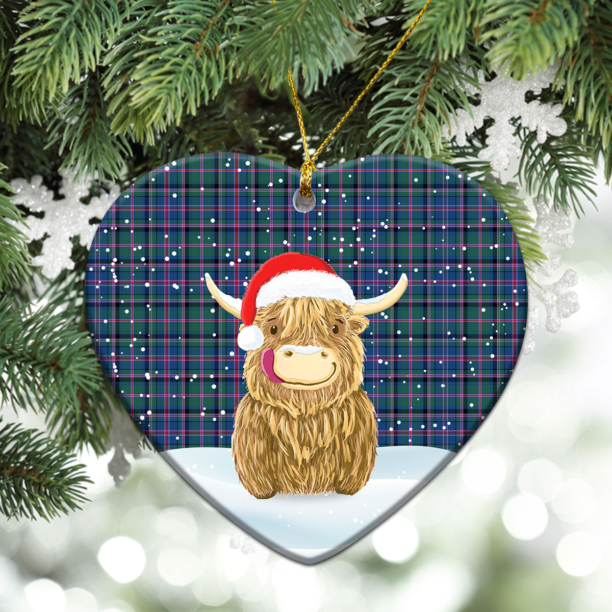 Clan Cooper Ancient Tartan Christmas Ceramic Ornament Highland Cows Style XR16 Cooper Ancient Tartan Tartan Ornament   