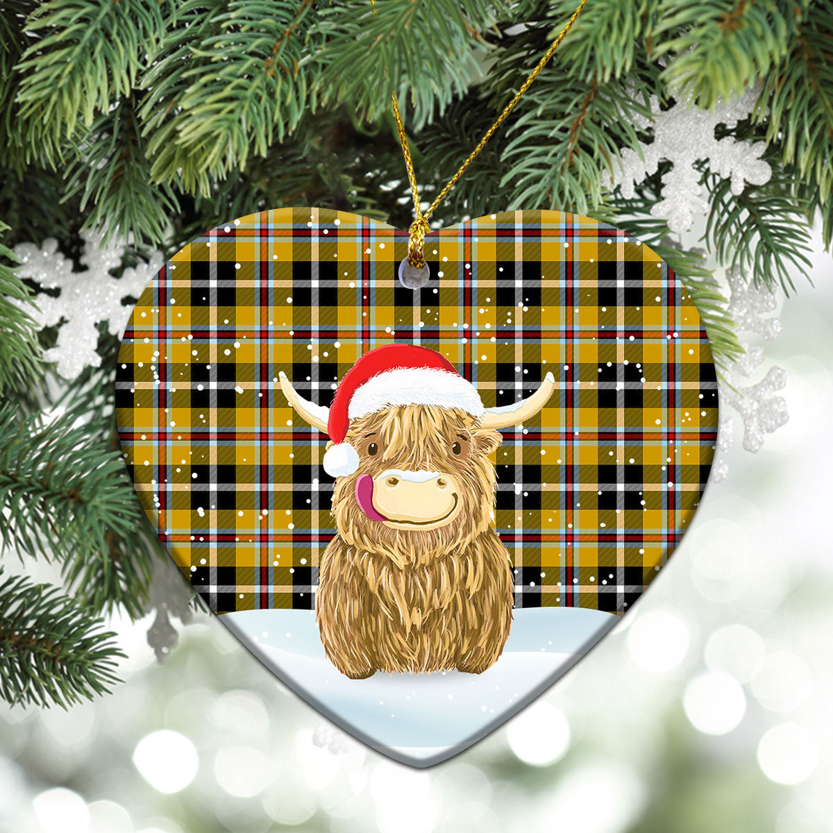 Clan Cornish Tartan Christmas Ceramic Ornament Highland Cows Style RQ19 Cornish Tartan Tartan Ornament   