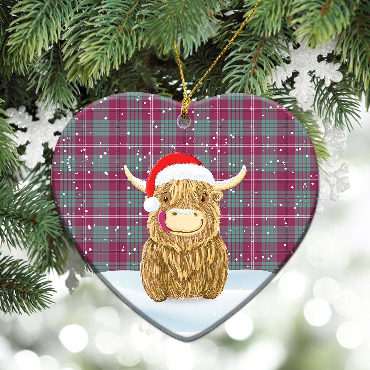 Clan Crawford Ancient Tartan Christmas Ceramic Ornament Highland Cows Style WQ30 Crawford Ancient Tartan Tartan Ornament   