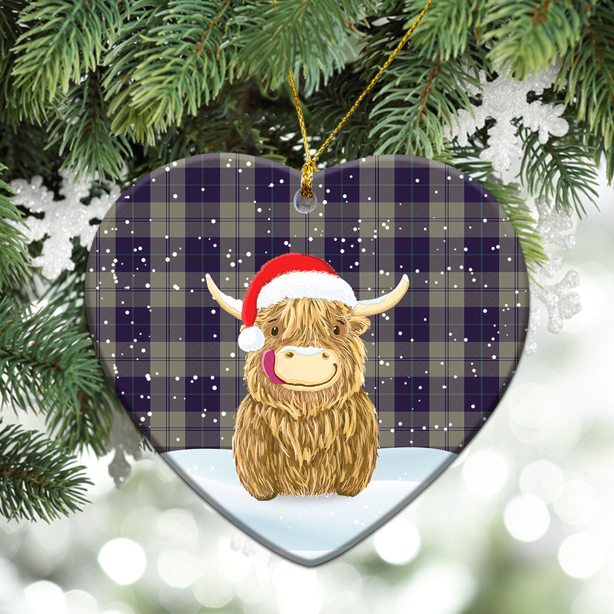 Clan Cunningham Dress Blue Dancers Tartan Christmas Ceramic Ornament Highland Cows Style VD54 Cunningham Dress Blue Dancers Tartan Tartan Ornament   