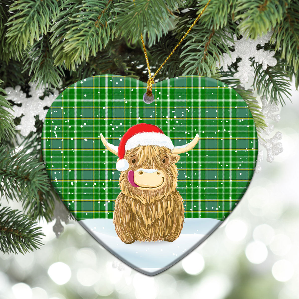 Clan Currie or Curry Tartan Christmas Ceramic Ornament Highland Cows Style CF83 Currie or Curry Tartan Tartan Ornament   
