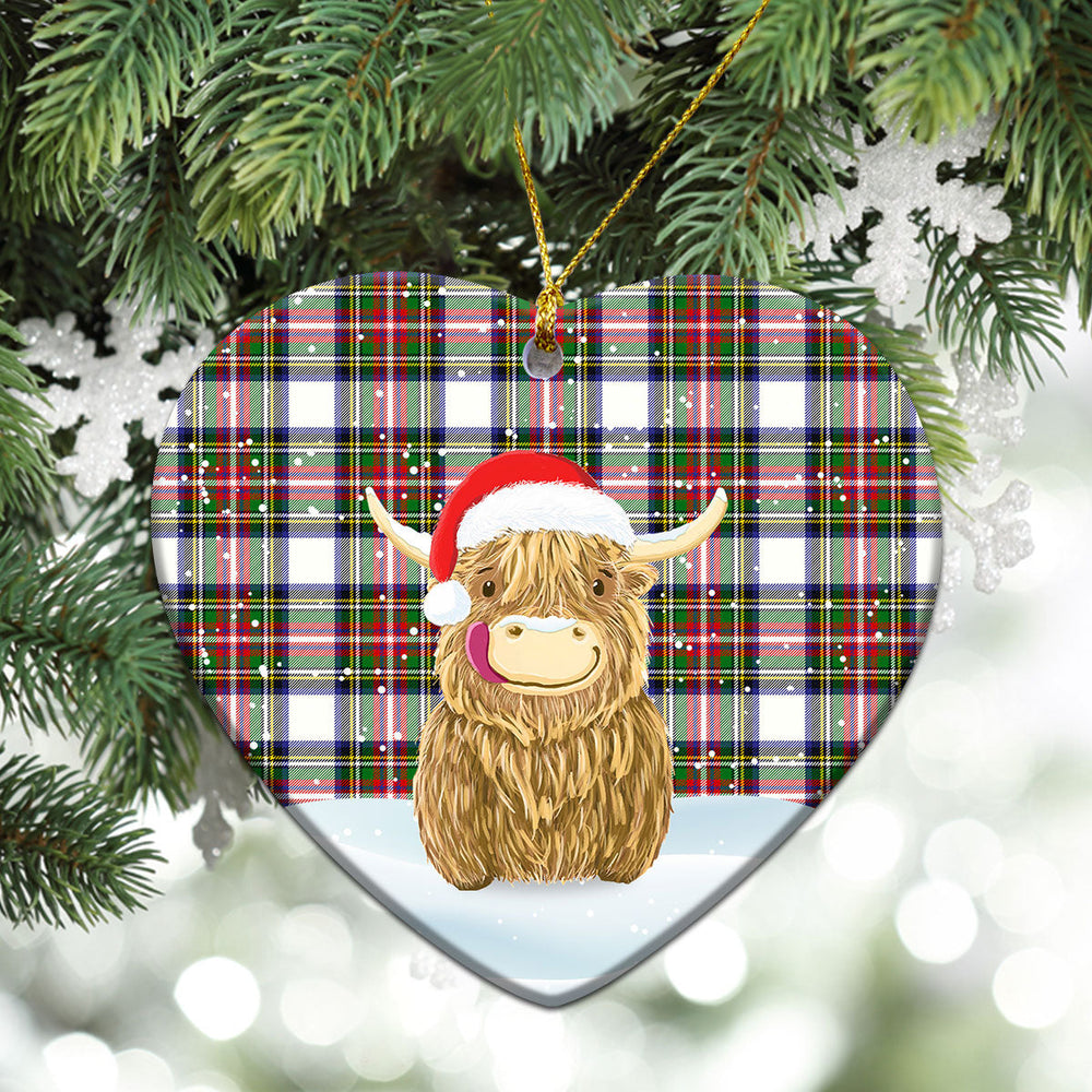 Clan Dennistoun Tartan Christmas Ceramic Ornament Highland Cows Style JB83 Dennistoun Tartan Tartan Ornament   