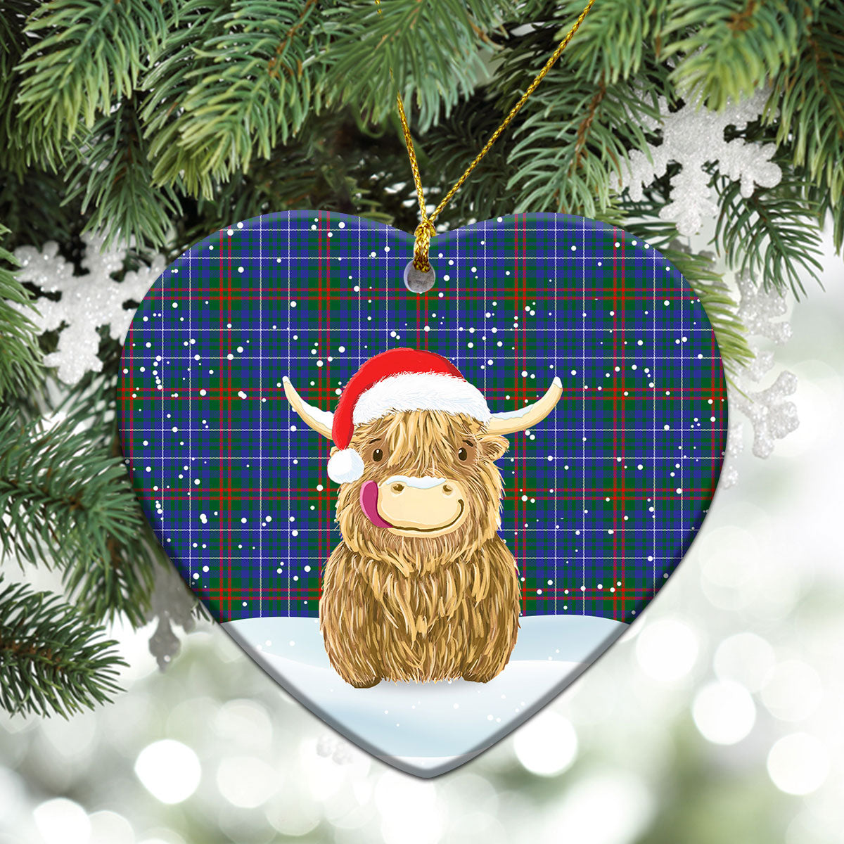 Clan Edmonstone Tartan Christmas Ceramic Ornament Highland Cows Style DP71 Edmonstone Tartan Tartan Ornament   