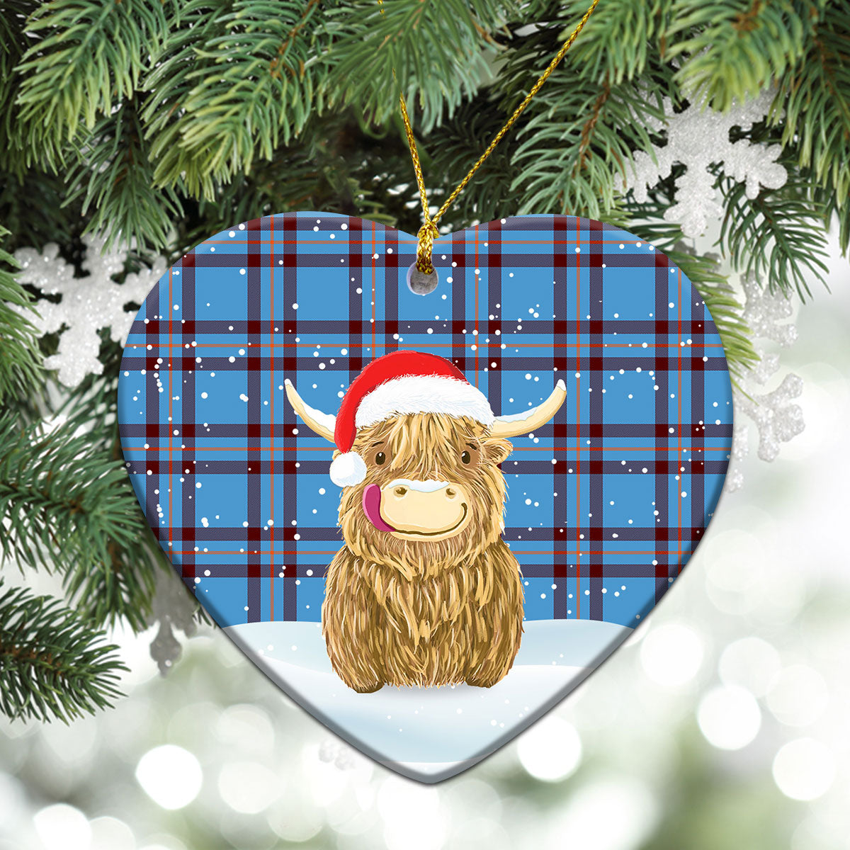 Clan Elliot Ancient Tartan Christmas Ceramic Ornament Highland Cows Style ZA78 Elliot Ancient Tartan Tartan Ornament   