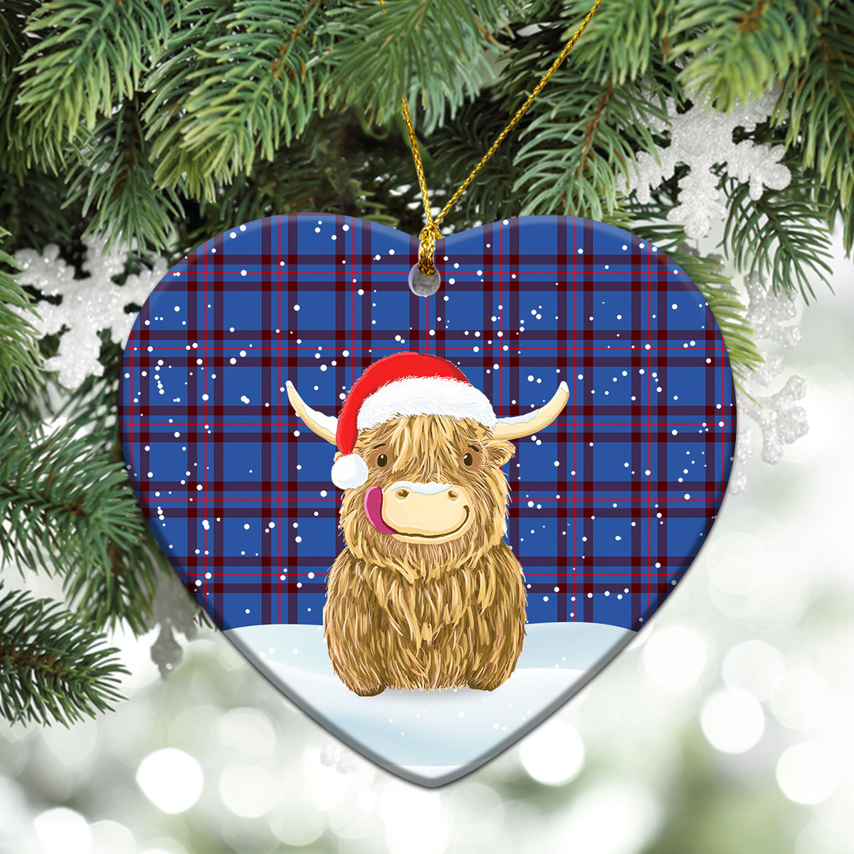 Clan Elliott Modern Tartan Christmas Ceramic Ornament Highland Cows Style CJ39 Elliott Modern Tartan Tartan Ornament   
