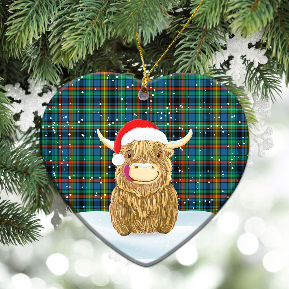 Clan Gillies Ancient Tartan Christmas Ceramic Ornament Highland Cows Style HD25 Gillies Ancient Tartan Tartan Ornament   