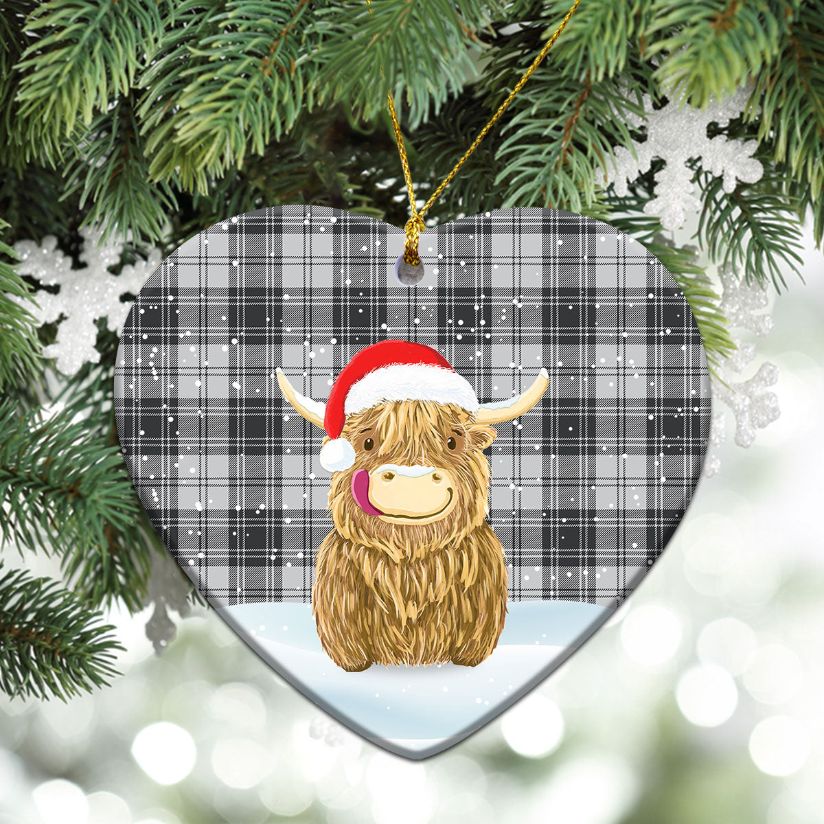 Clan Glen Tartan Christmas Ceramic Ornament Highland Cows Style FM82 Glen Tartan Tartan Ornament   