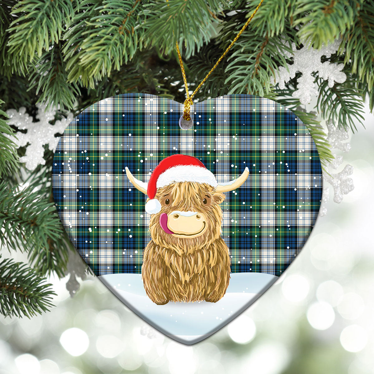 Clan Gordon Dress Ancient Tartan Christmas Ceramic Ornament Highland Cows Style ED22 Gordon Dress Ancient Tartan Tartan Ornament   
