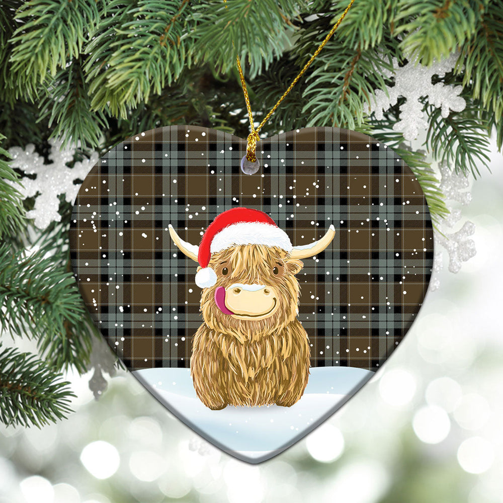 Clan Graham of Menteith Weathered Tartan Christmas Ceramic Ornament Highland Cows Style WC43 Graham of Menteith Weathered Tartan Tartan Ornament   