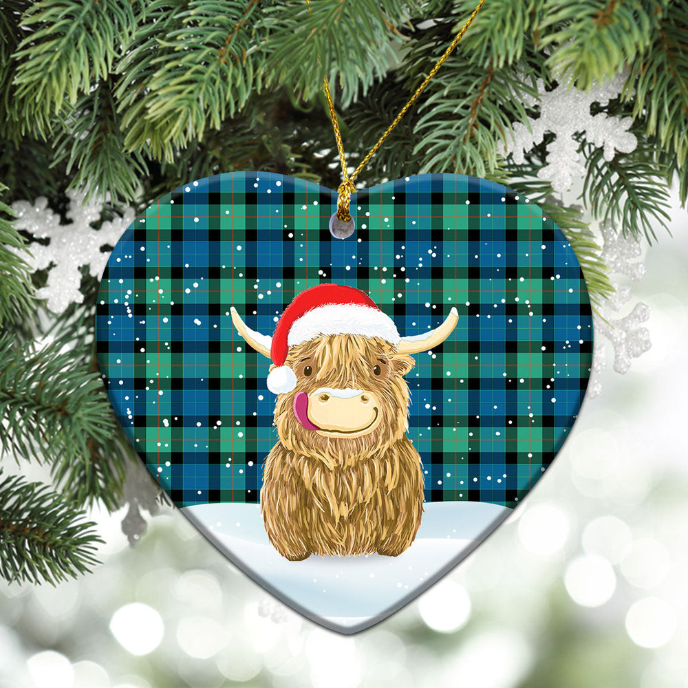 Clan Gunn Ancient Tartan Christmas Ceramic Ornament Highland Cows Style YA83 Gunn Ancient Tartan Tartan Ornament   