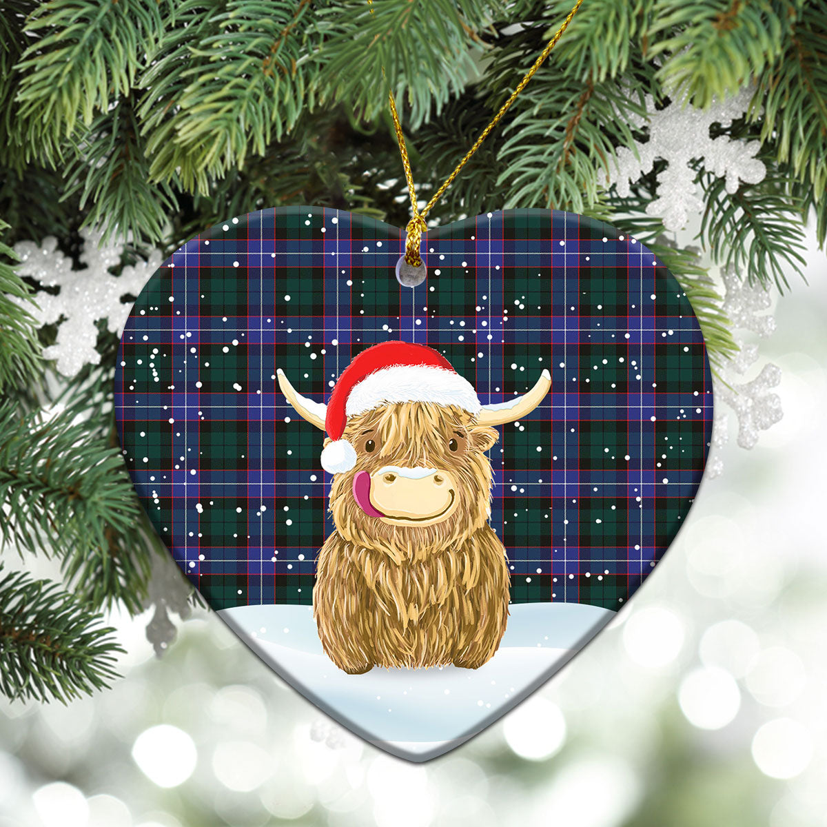 Clan Guthrie Modern Tartan Christmas Ceramic Ornament Highland Cows Style RL77 Guthrie Modern Tartan Tartan Ornament   