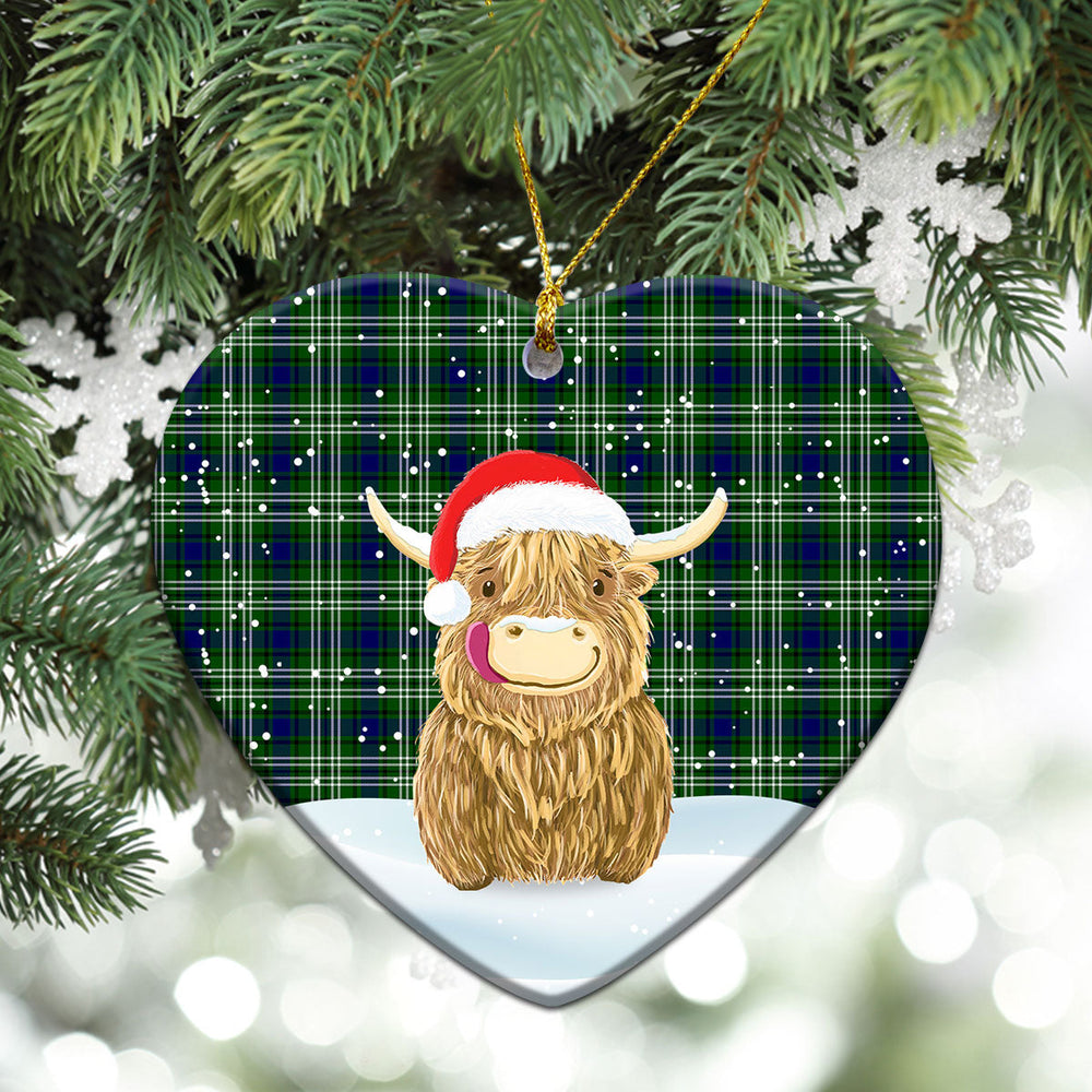 Clan Haliburton Tartan Christmas Ceramic Ornament Highland Cows Style ST68 Haliburton Tartan Tartan Ornament   