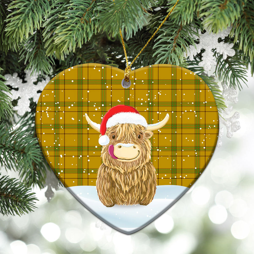 Clan Houston Tartan Christmas Ceramic Ornament Highland Cows Style EY12 Houston Tartan Tartan Ornament   