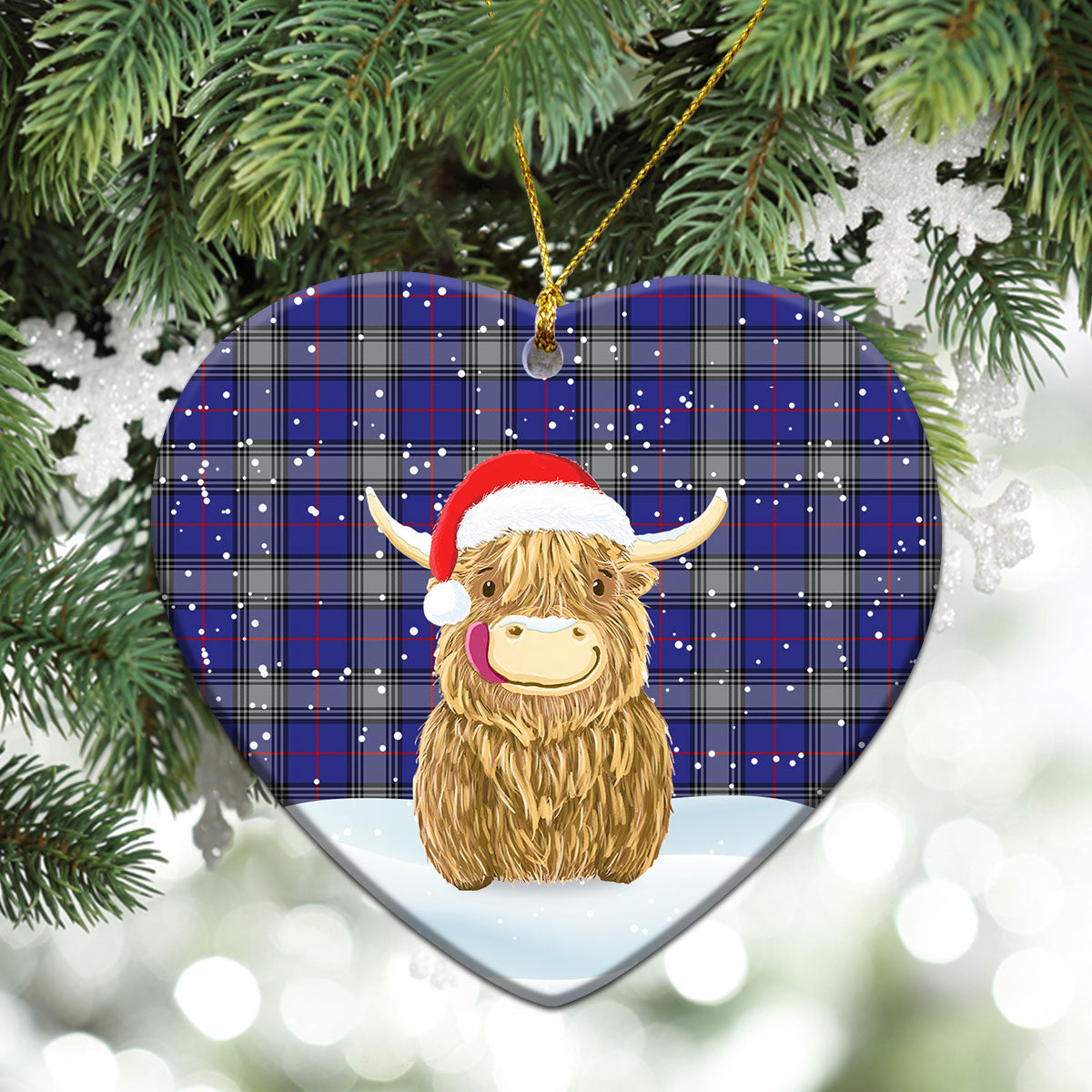 Clan Kinnaird Tartan Christmas Ceramic Ornament Highland Cows Style AJ84 Kinnaird Tartan Tartan Ornament   