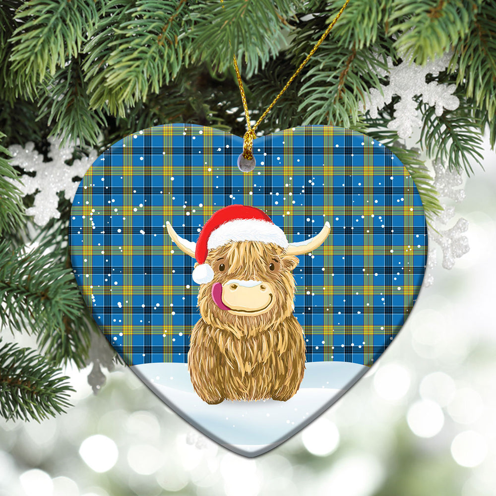 Clan Laing Tartan Christmas Ceramic Ornament Highland Cows Style WP65 Laing Tartan Tartan Ornament   