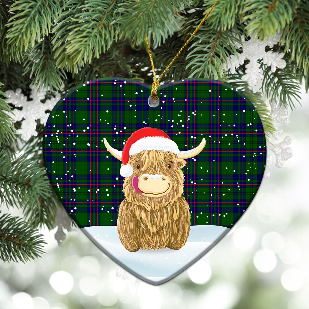 Clan Lockhart Modern Tartan Christmas Ceramic Ornament Highland Cows Style II90 Lockhart Modern Tartan Tartan Ornament   