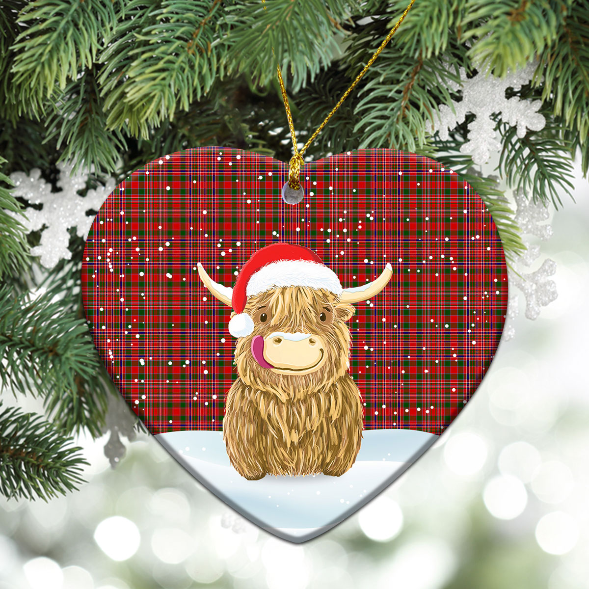 Clan MacAlister Modern Tartan Christmas Ceramic Ornament Highland Cows Style HS30 MacAlister Modern Tartan Tartan Ornament   