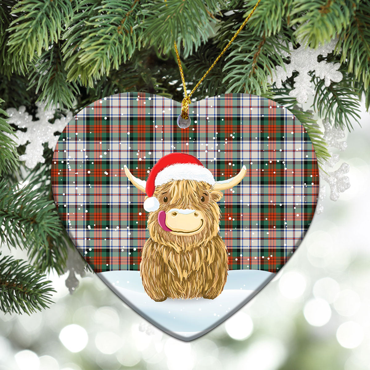 Clan MacDuff Dress Ancient Tartan Christmas Ceramic Ornament Highland Cows Style MM63 MacDuff Dress Ancient Tartan Tartan Ornament   