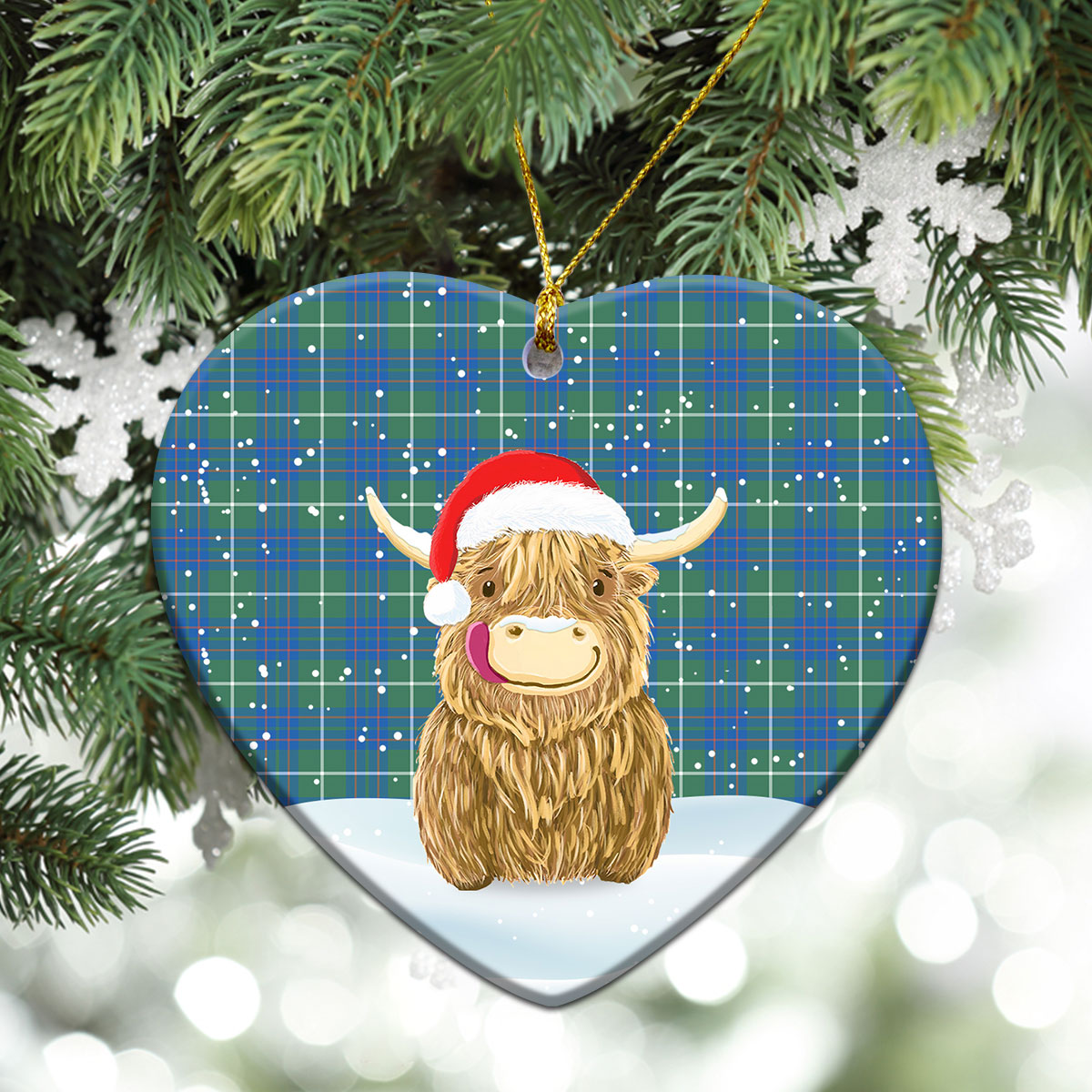 Clan MacIntyre Hunting Ancient Tartan Christmas Ceramic Ornament Highland Cows Style HA48 MacIntyre Hunting Ancient Tartan Tartan Ornament   