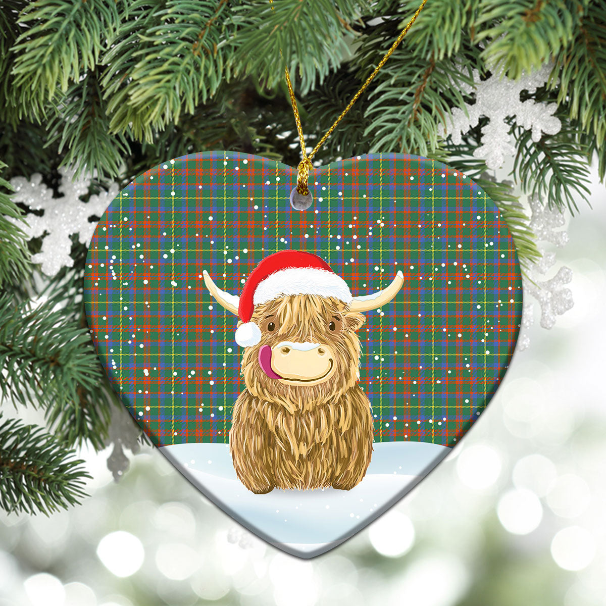 Clan MacKintosh Hunting Ancient Tartan Christmas Ceramic Ornament Highland Cows Style WR44 MacKintosh Hunting Ancient Tartan Tartan Ornament   
