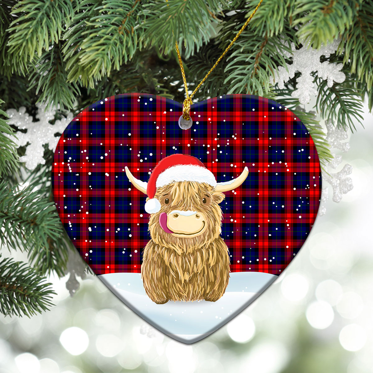 Clan MacLachlan Modern Tartan Christmas Ceramic Ornament Highland Cows Style PW51 MacLachlan Modern Tartan Tartan Ornament   
