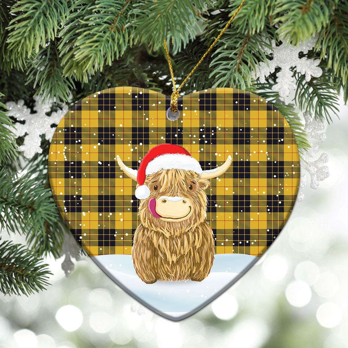 Clan MacLeod of Lewis Ancient Tartan Christmas Ceramic Ornament Highland Cows Style OL36 MacLeod of Lewis Ancient Tartan Tartan Ornament   