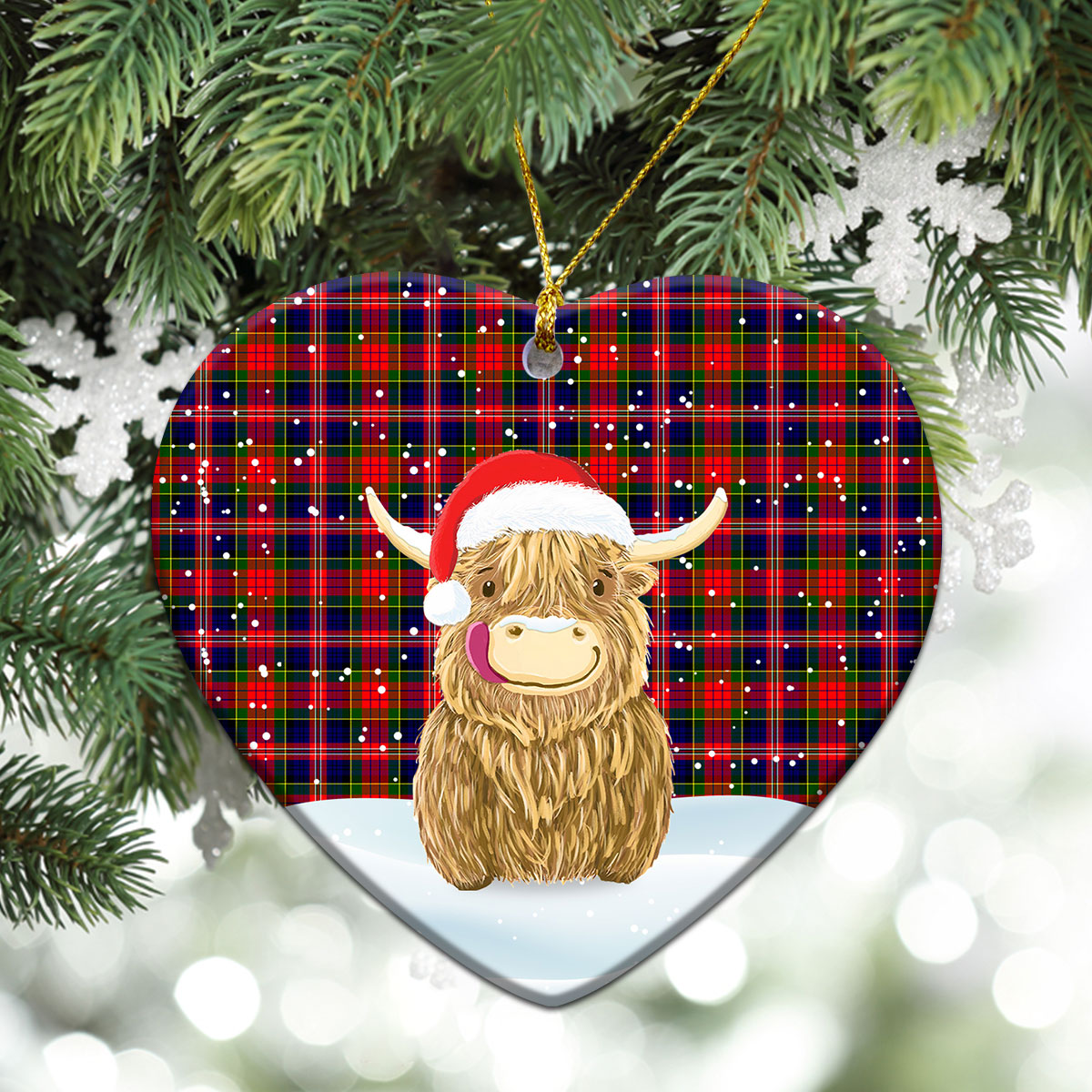 Clan MacPherson Modern Tartan Christmas Ceramic Ornament Highland Cows Style GX62 MacPherson Modern Tartan Tartan Ornament   