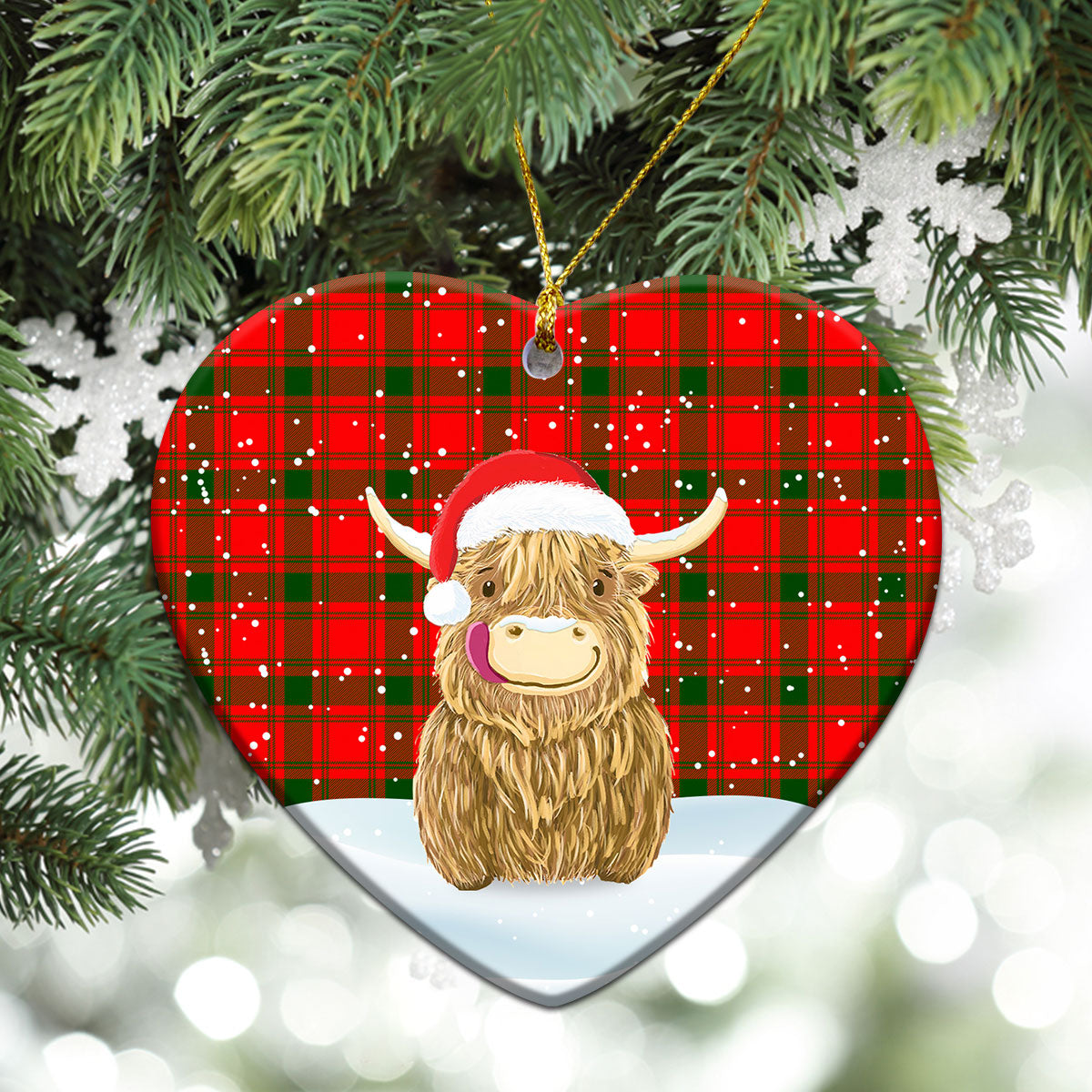 Clan MacQuarrie Tartan Christmas Ceramic Ornament Highland Cows Style XX18 MacQuarrie Tartan Tartan Ornament   