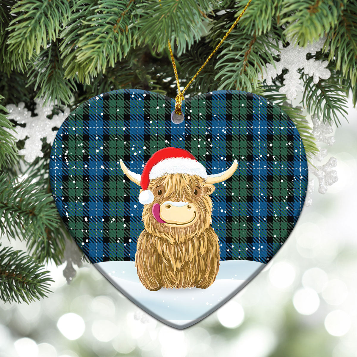 Clan McCurdy or MacKirdy Tartan Christmas Ceramic Ornament Highland Cows Style ZK25 McCurdy or MacKirdy Tartan Tartan Ornament   