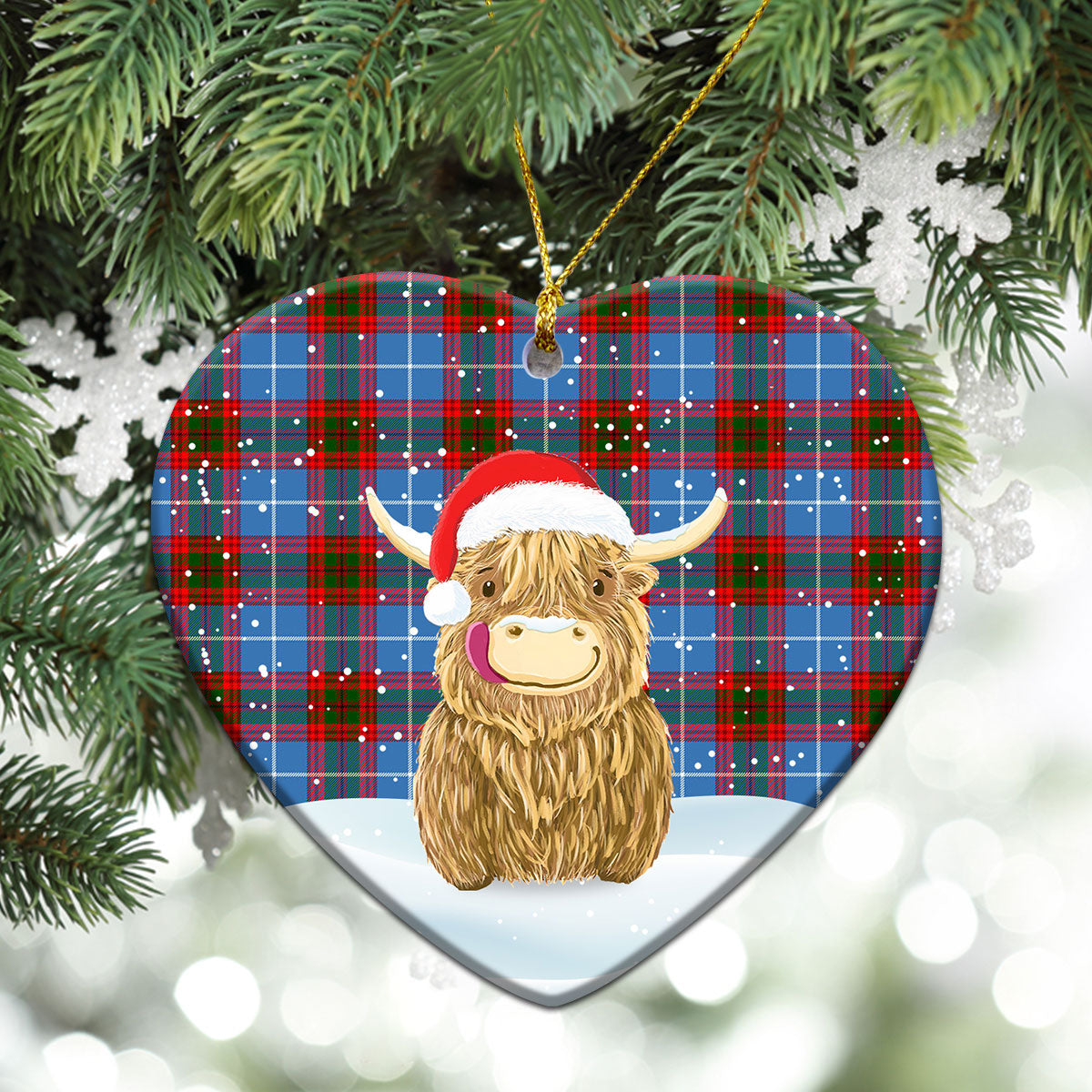 Clan Newton Tartan Christmas Ceramic Ornament Highland Cows Style XT27 Newton Tartan Tartan Ornament   