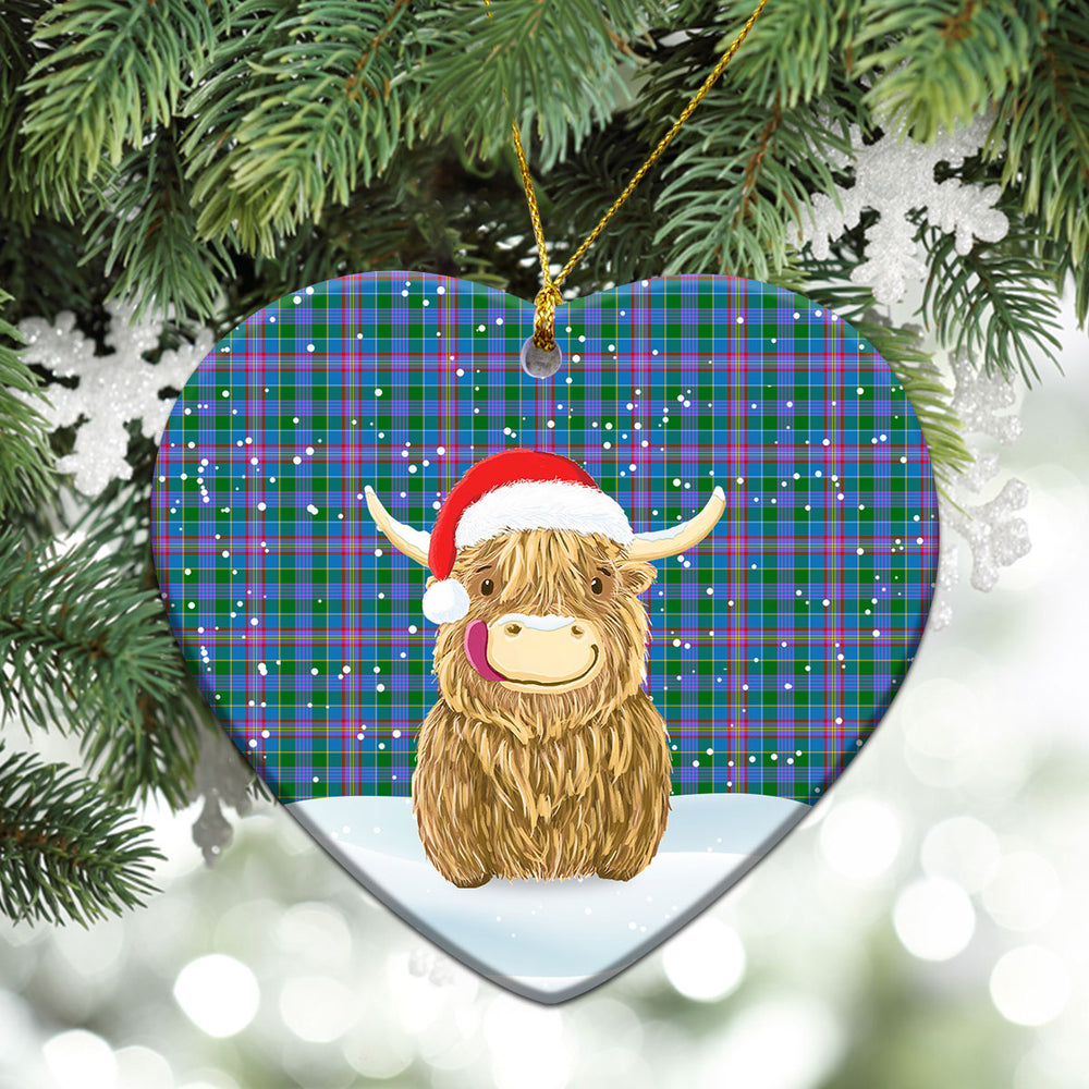 Clan Ralston Tartan Christmas Ceramic Ornament Highland Cows Style JI19 Ralston Tartan Tartan Ornament   