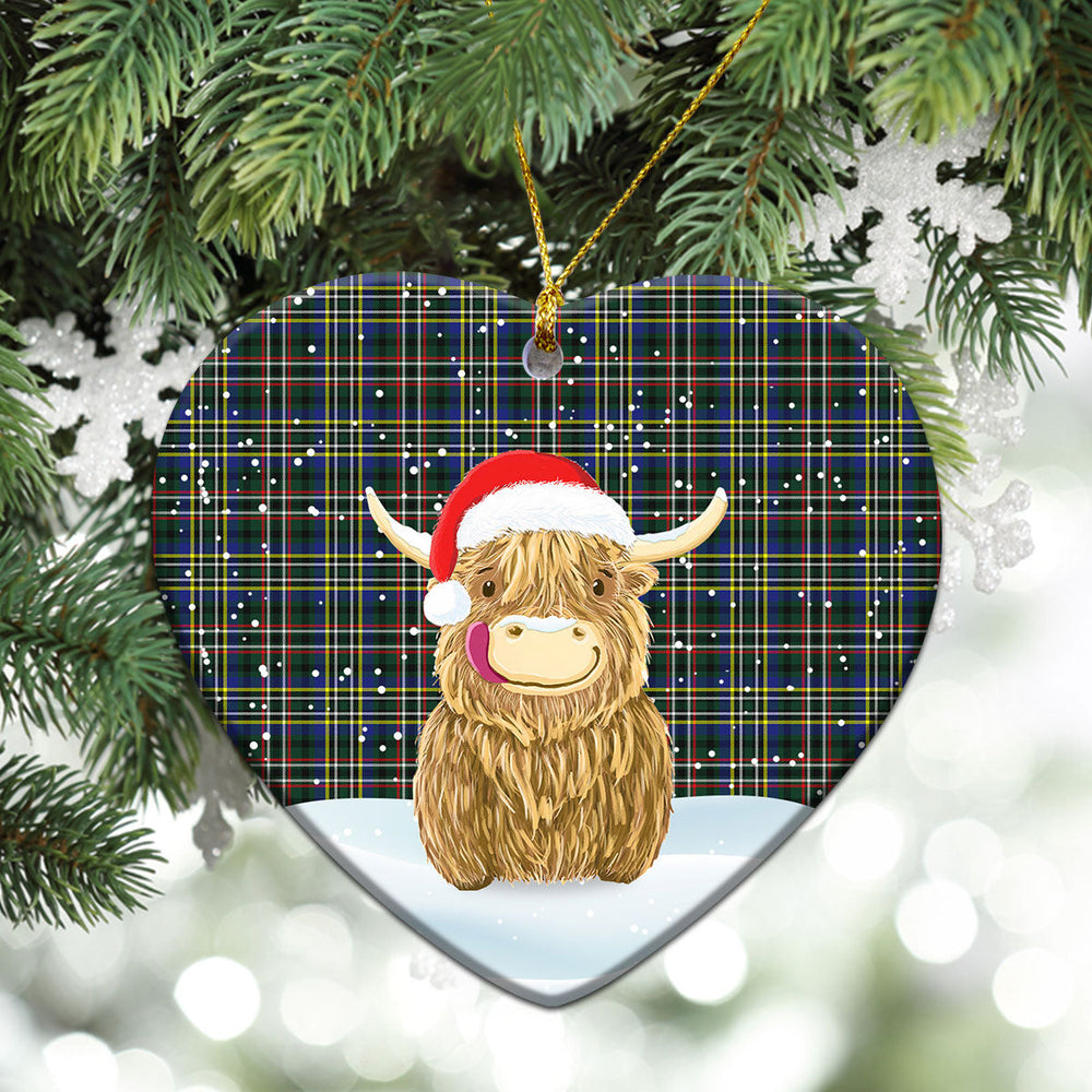 Clan Scott Green Modern Tartan Christmas Ceramic Ornament Highland Cows Style PW98 Clan Scott (Scott Tartan) Tartan Ornament   