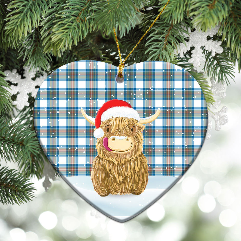 Clan Stewart Muted Blue Tartan Christmas Ceramic Ornament Highland Cows Style US37 Stewart Muted Blue Tartan Tartan Ornament   