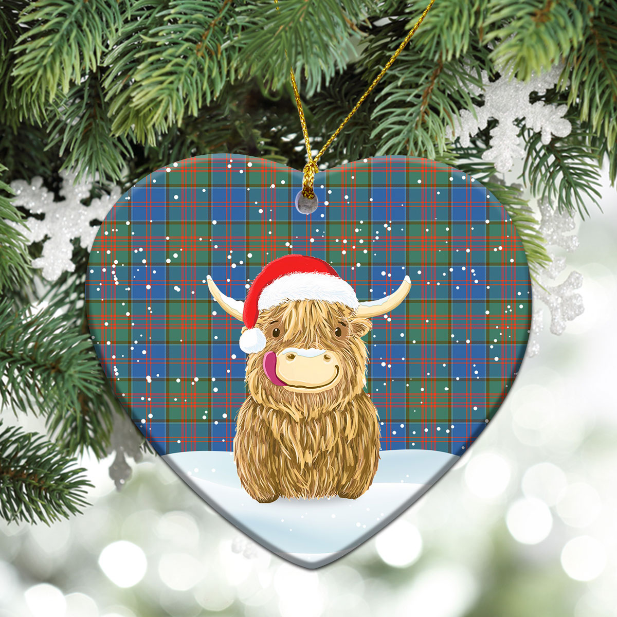 Clan Stewart of Appin Hunting Ancient Tartan Christmas Ceramic Ornament Highland Cows Style VQ98 Stewart of Appin Hunting Ancient Tartan Tartan Ornament   