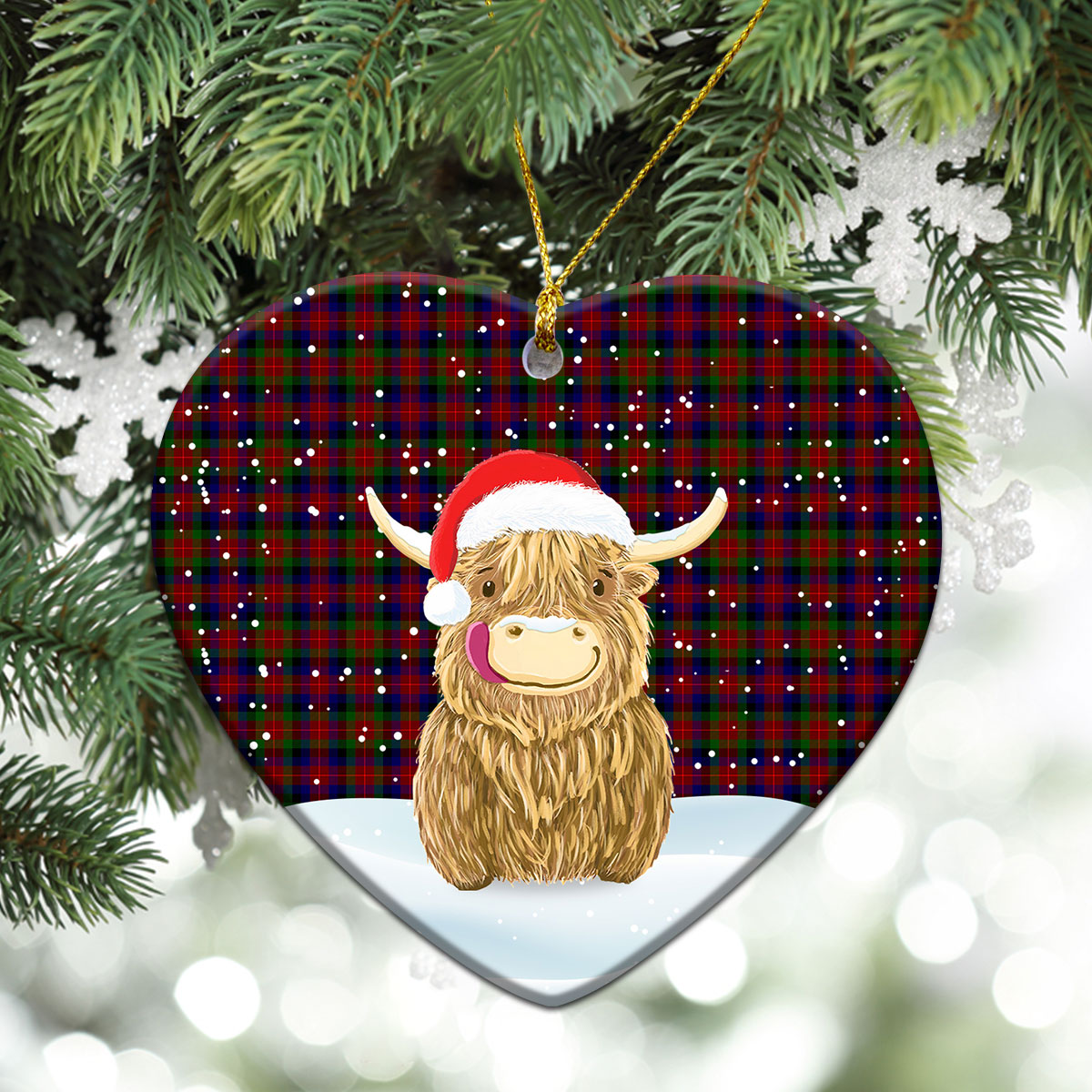 Clan Tennant Tartan Christmas Ceramic Ornament Highland Cows Style FA13 Tennant Tartan Tartan Ornament   