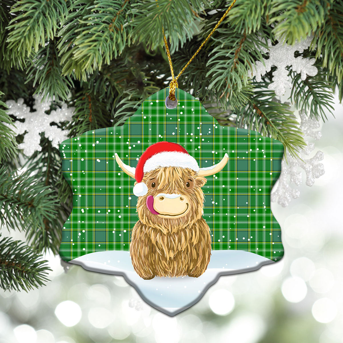 Clan Currie or Curry Tartan Christmas Ceramic Ornament Highland Cows Style CF83 Currie or Curry Tartan Tartan Ornament   