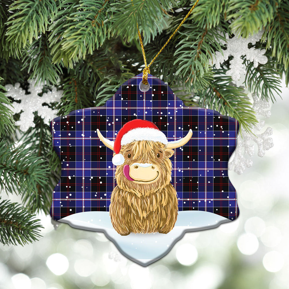 Clan Dunlop Modern Tartan Christmas Ceramic Ornament Highland Cows Style JM89 Dunlop Modern Tartan Tartan Ornament   