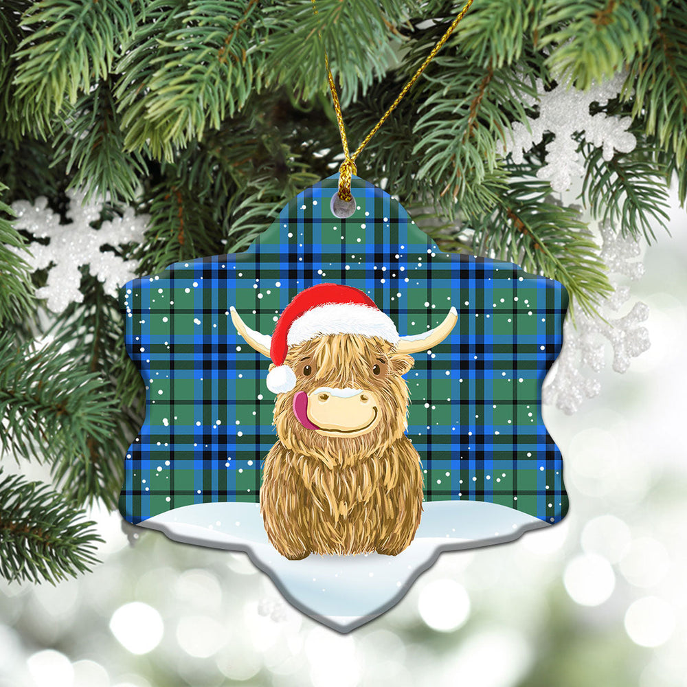 Clan Falconer Tartan Christmas Ceramic Ornament Highland Cows Style TP76 Falconer Tartan Tartan Ornament   