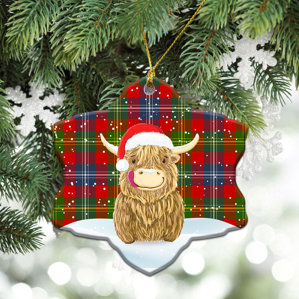 Clan Forrester Tartan Christmas Ceramic Ornament Highland Cows Style IP48 Forrester Tartan Tartan Ornament   
