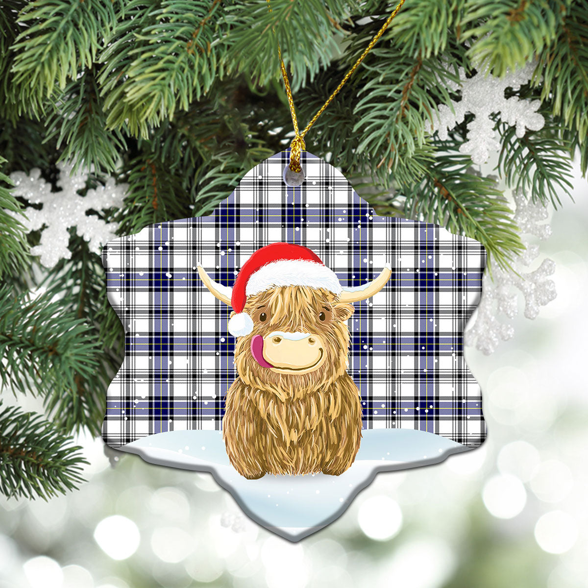 Clan Hannay Modern Tartan Christmas Ceramic Ornament Highland Cows Style QD79 Hannay Modern Tartan Tartan Ornament   