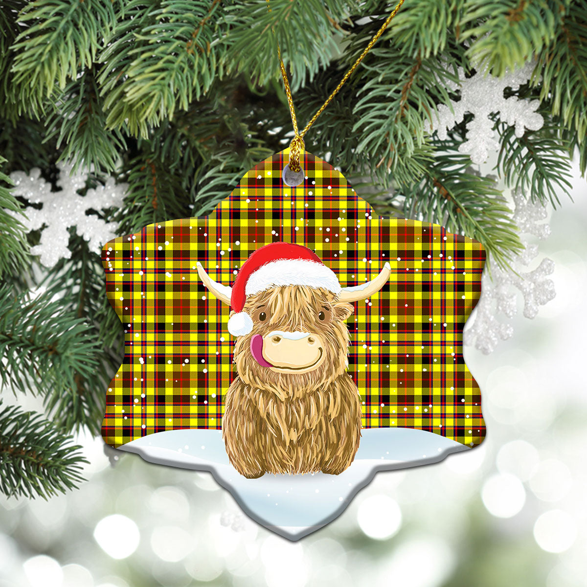 Clan Jardine Tartan Christmas Ceramic Ornament Highland Cows Style FS70 Jardine Tartan Tartan Ornament   